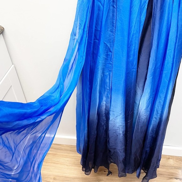 Alberto Makali Ombré Beaded Gown Silk Blue Size 2 - Picture 15 of 16